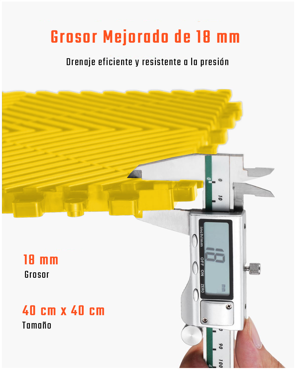 Piso de Plástico Encajable DecoPro – Pack 4 Unidades - Amarillo - Antideslizante y Drenante para Garage, Patio o Terraza