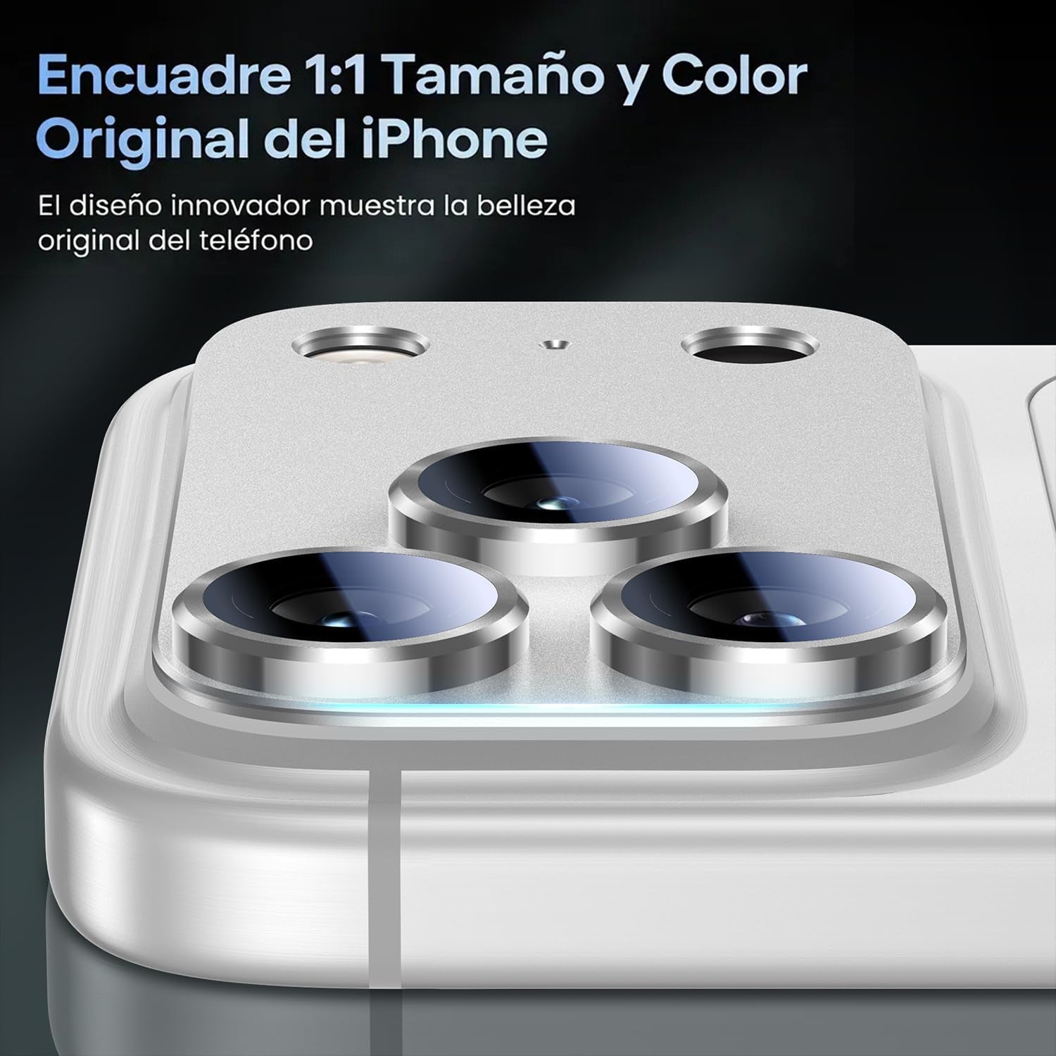 Protector Cámara Para iPhone 17 Pro Max Vidrio 9H + Marco Modulo Metálico Integrado Full Cover HD