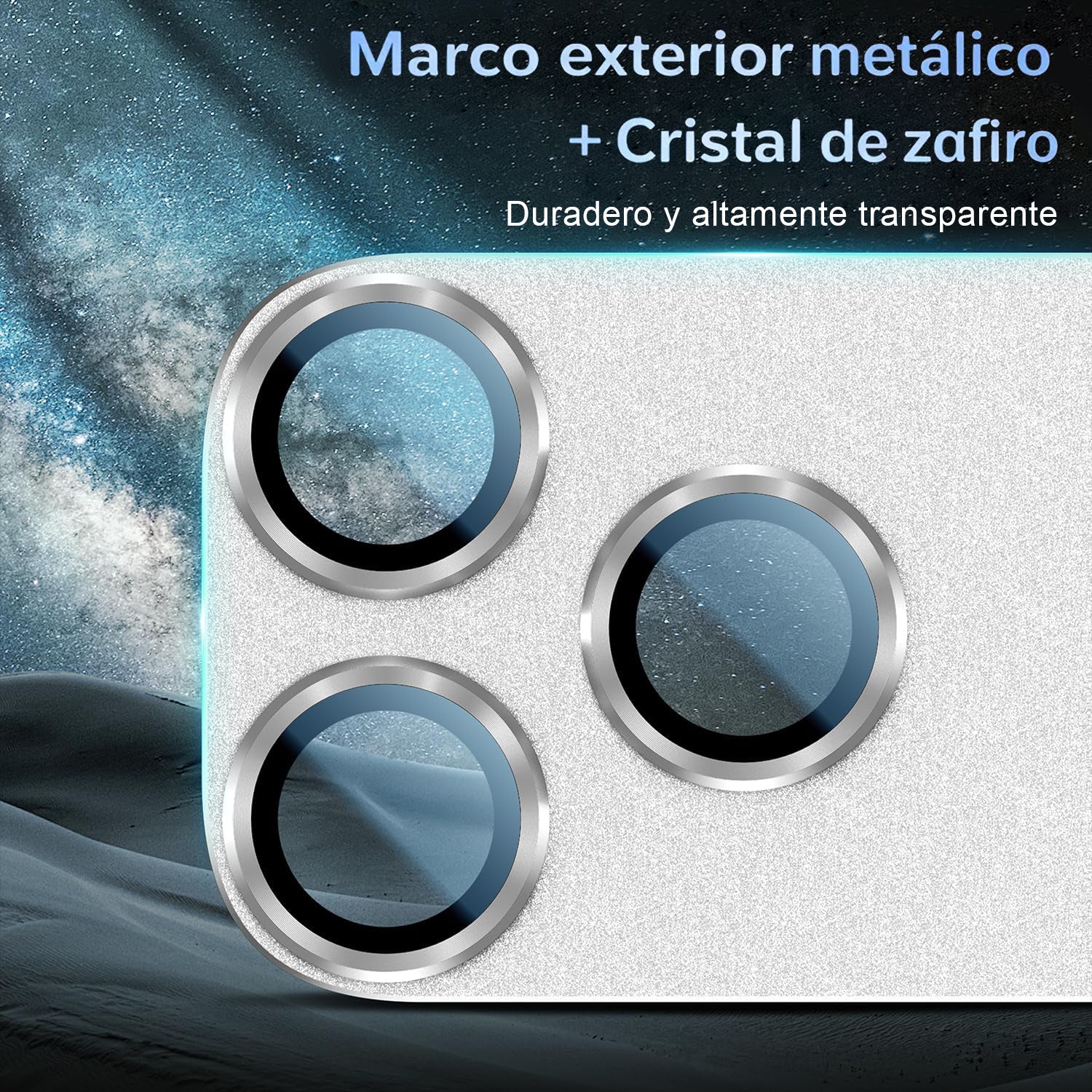Protector Cámara Para iPhone 17 Pro Max Vidrio 9H + Marco Modulo Metálico Integrado Full Cover HD