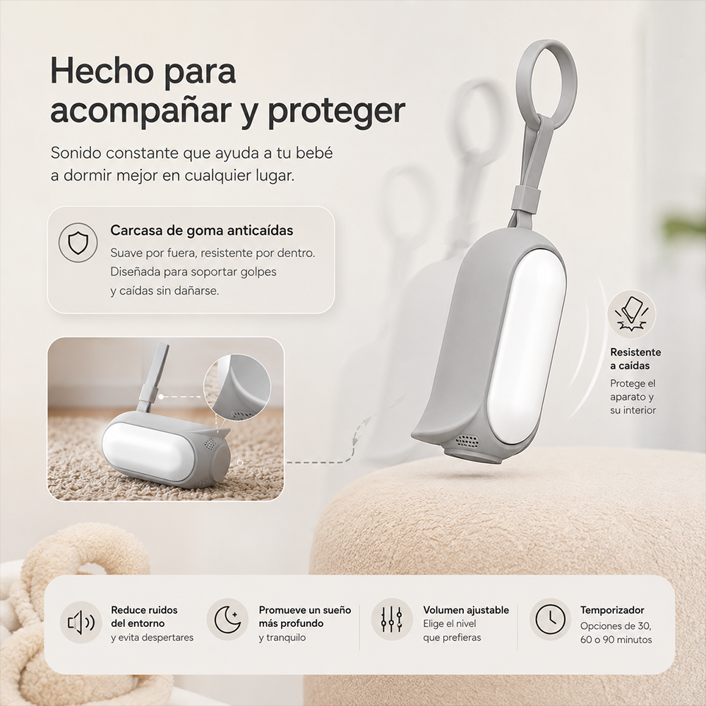 Máquina de Ruido Blanco para Bebé + Luz Nocturna Portátil
