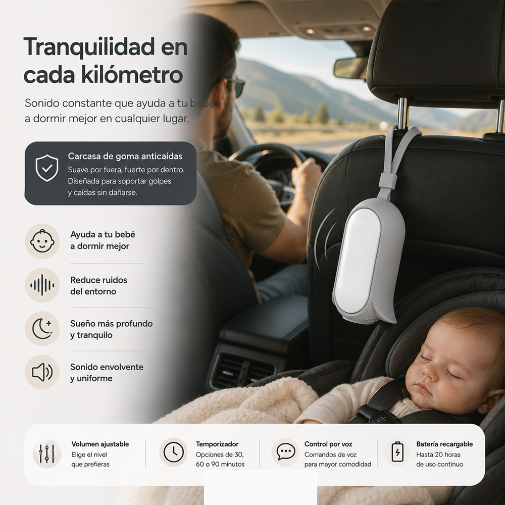 Máquina de Ruido Blanco para Bebé + Luz Nocturna Portátil