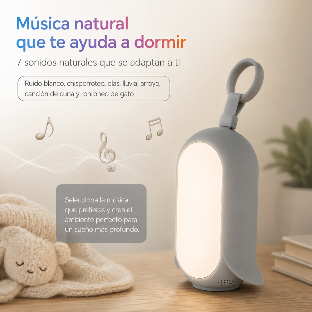 Máquina de Ruido Blanco para Bebé + Luz Nocturna Portátil