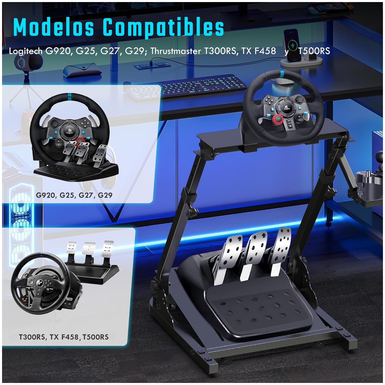Soporte Volantes Carreras Para Thrustmaster Fanatec Logitech G920 G25 G27 G29 G923 T300