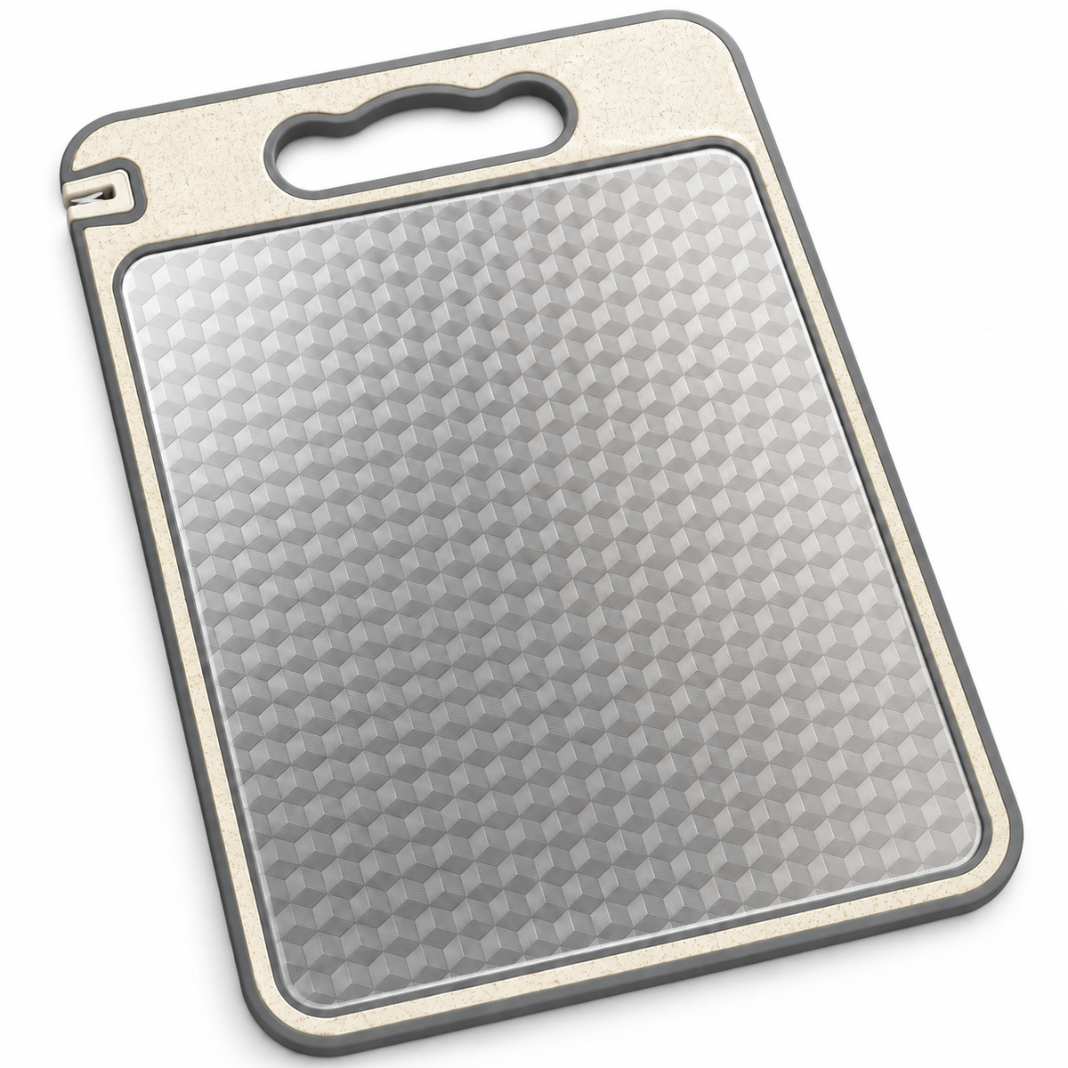 Tabla de Picar Doble Cara Acero Inoxidable + Afilador Cuchillos / Antideslizante + Canal - Decopro