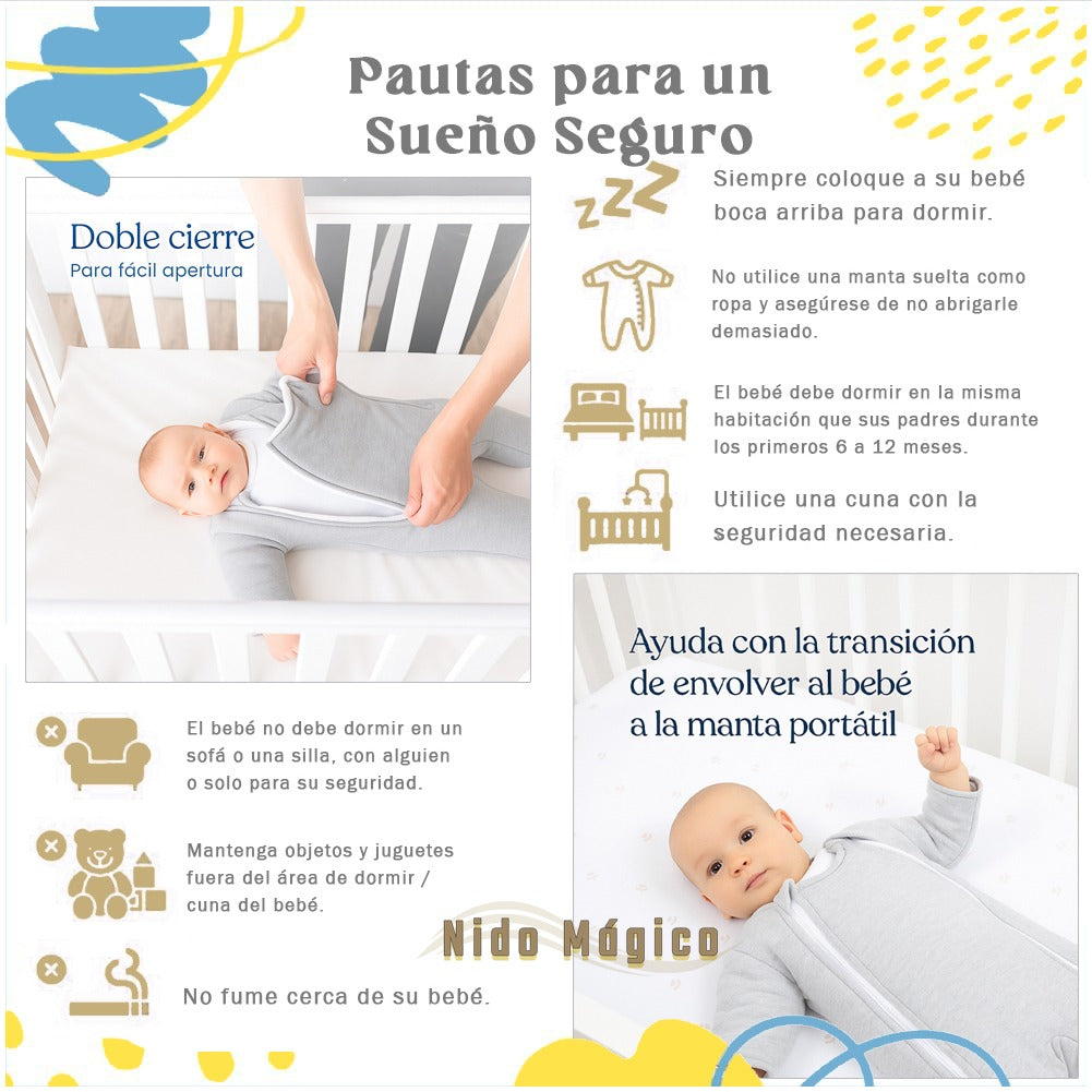 Saco de Dormir Nido Mágico | Pijama 100% Algodón para Bebé | Sueño Seguro, Cómodo y Diseñado en Chile