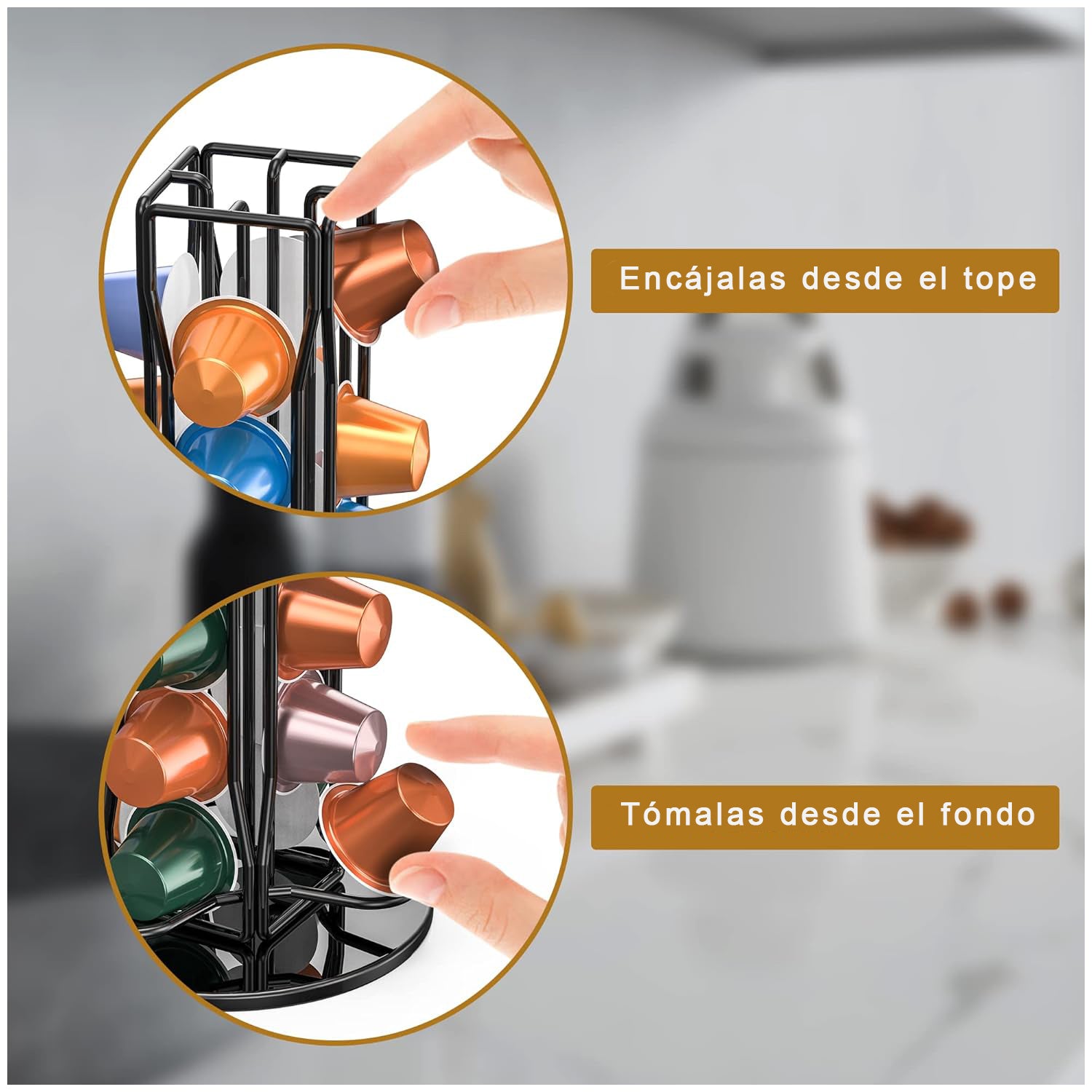 Organizador Cápsulas Nespresso Giratorio Decopro 40 Unidades – Soporte Metálico 360°