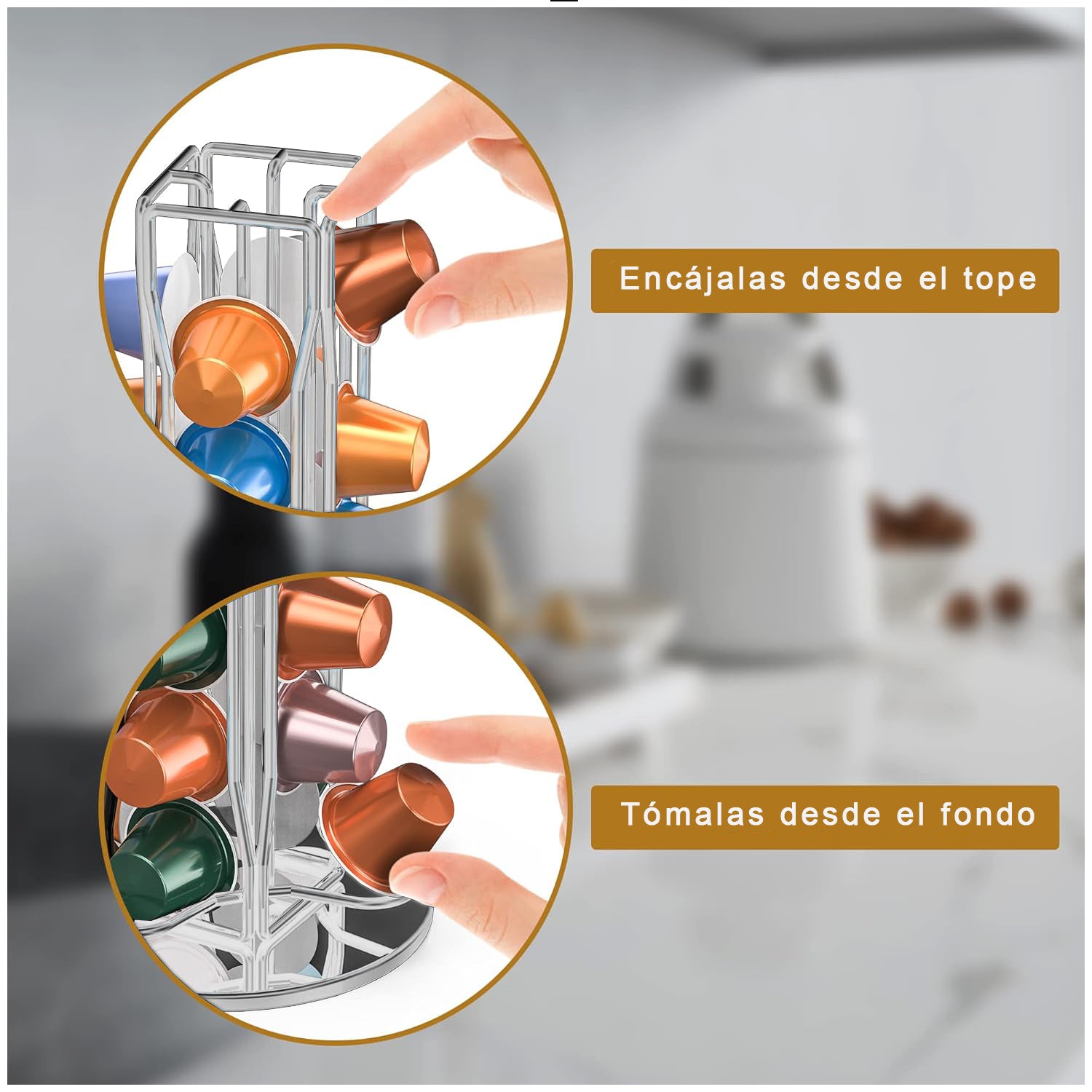 Organizador Cápsulas Nespresso Giratorio Decopro 40 Unidades – Soporte Metálico 360°