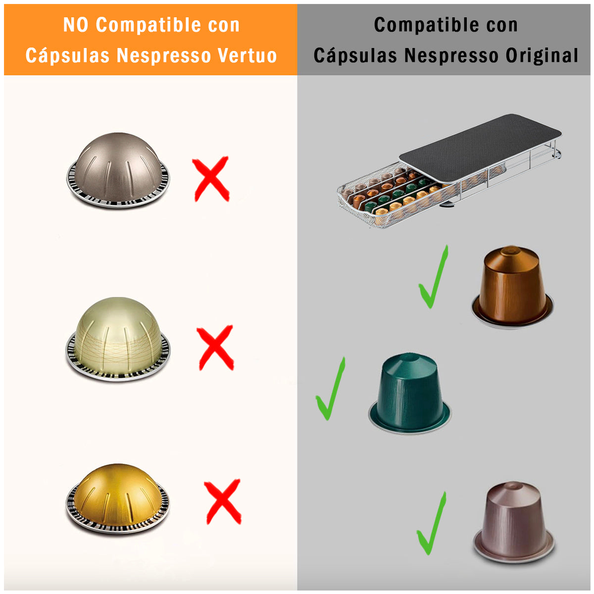 Organizador Cápsulas Nespresso - Bandeja para 40 Unidades