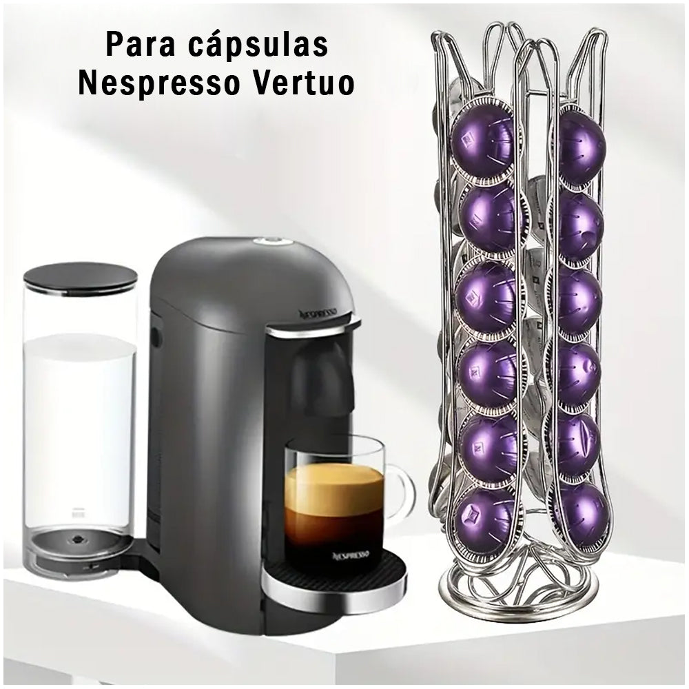 Organizador Cápsulas Nespresso Vertuo Giratorio Decopro 24 Unidades – Soporte Metálico 360°