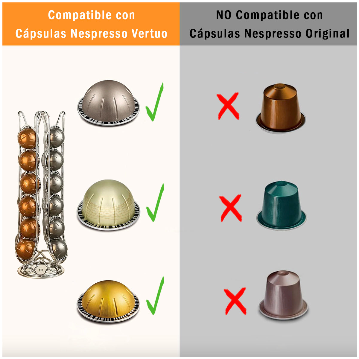 Organizador Cápsulas Nespresso Vertuo Giratorio Decopro 24 Unidades – Soporte Metálico 360°