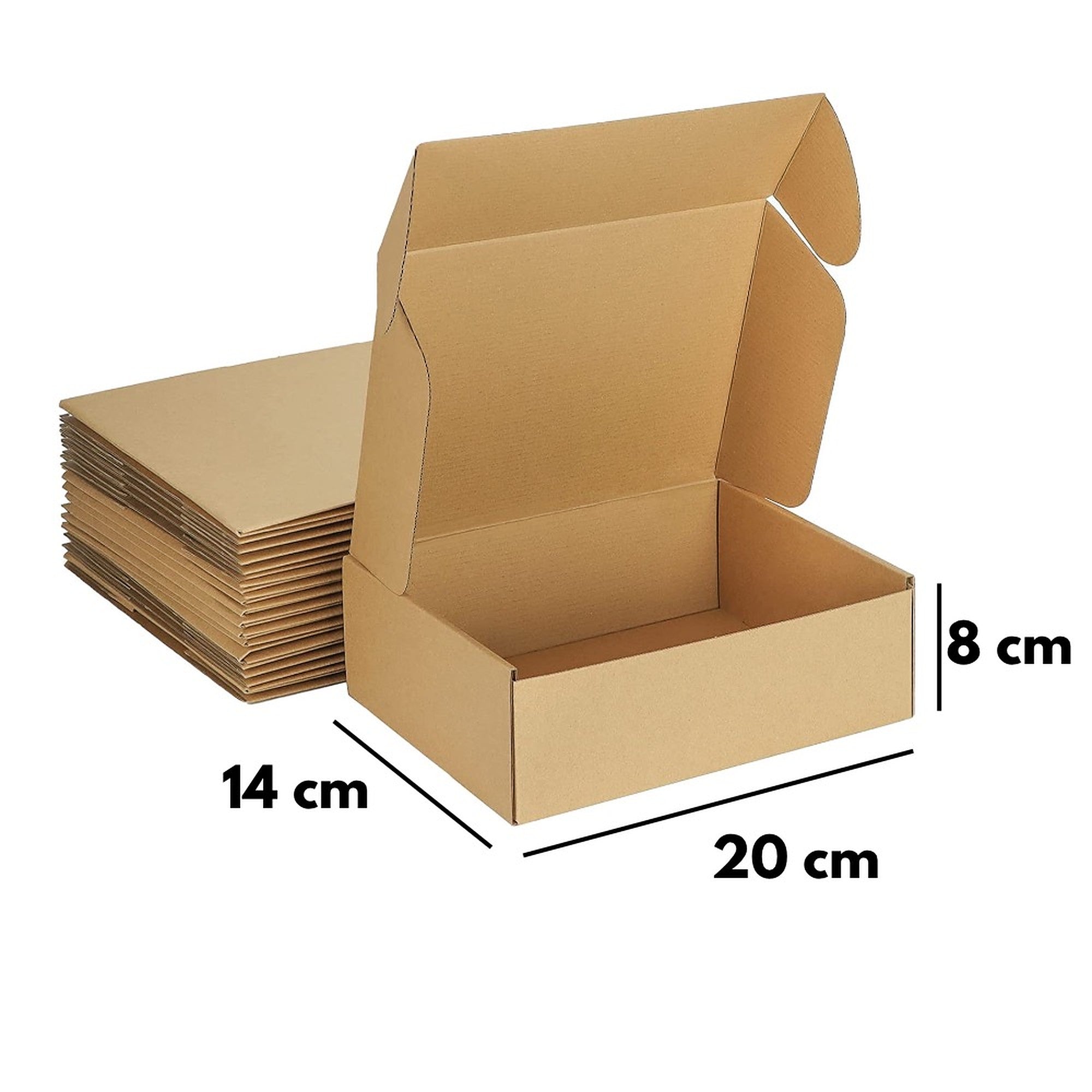 Caja Autoarmable de Cartón Premium 20×14×8 cm – Empaque Ecológico y Resistente