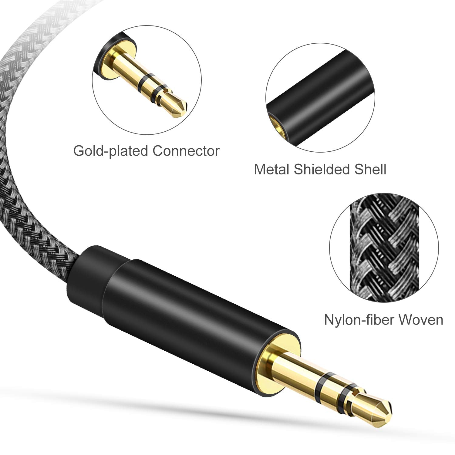 Cable De Audio Auxiliar Trenzado 3.5 MM 2 Metros