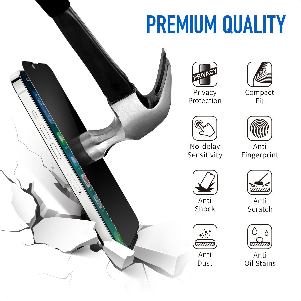 Lámina Antiespia King Kong de Vidrio Templado 3D iPhone 13 Mini