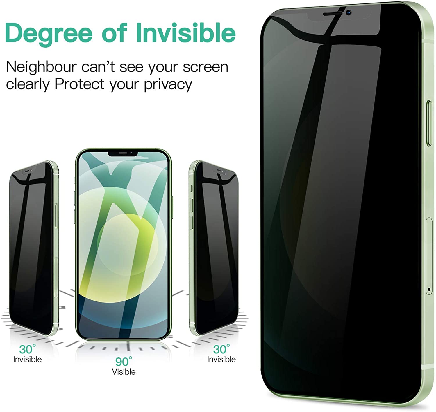Lámina Antiespia de Vidrio Templado 3D para iPhone 12 - 12 Pro