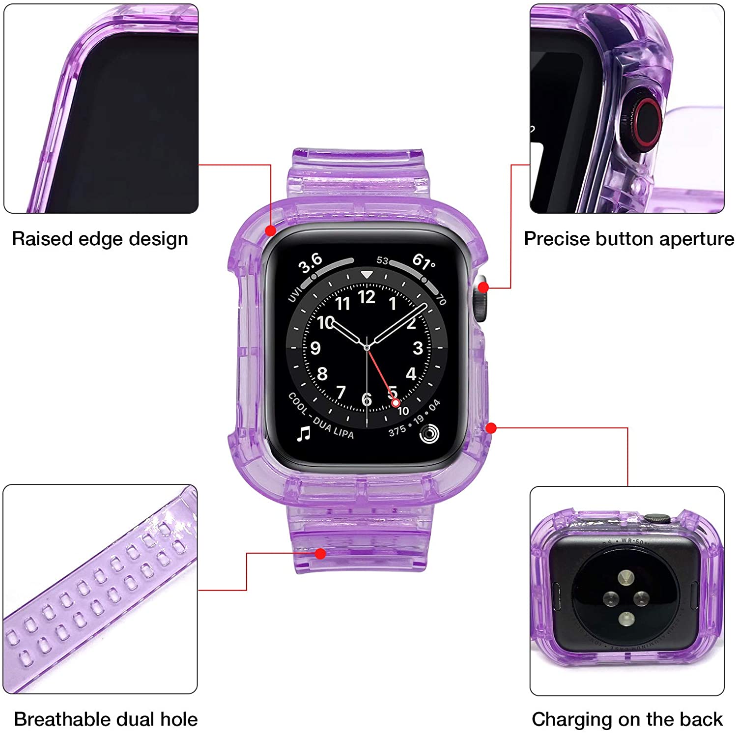 Correa + Protector Plástico Traslúcido Para Apple Watch