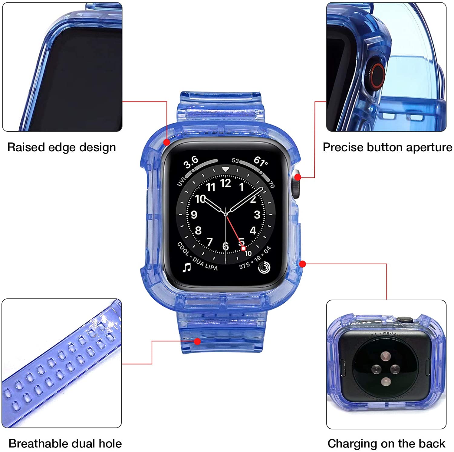 Correa + Protector Plástico Traslúcido Para Apple Watch