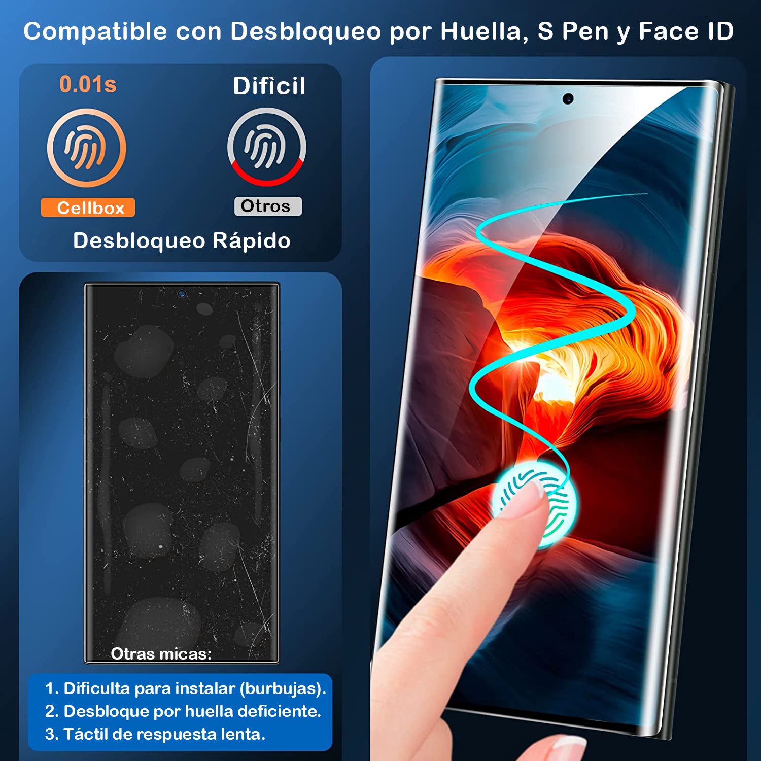 Lámina de Vidrio Templado 3D Samsung S23 Ultra