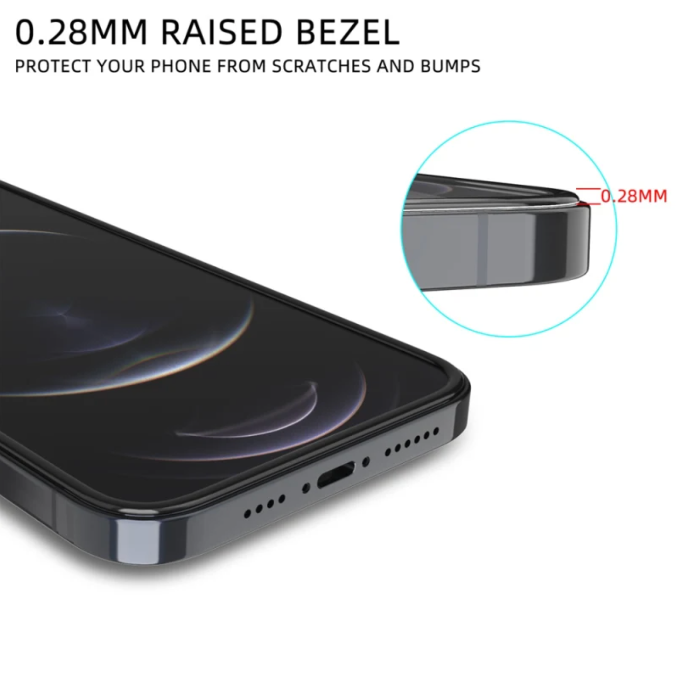 Lámina Vidrio Templado Full Con Borde De Goma iPhone 12 - 12 Pro