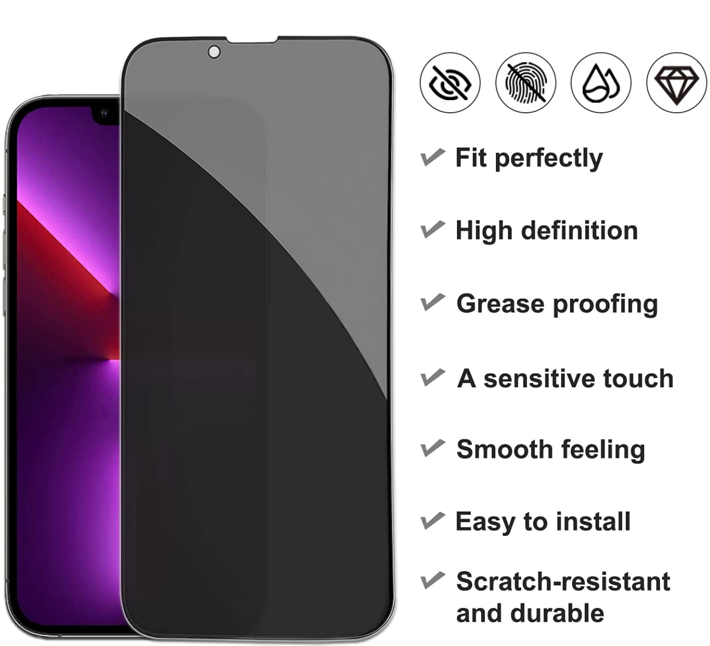 Lámina Antiespia King Kong de Vidrio Templado 3D iPhone 13 Mini