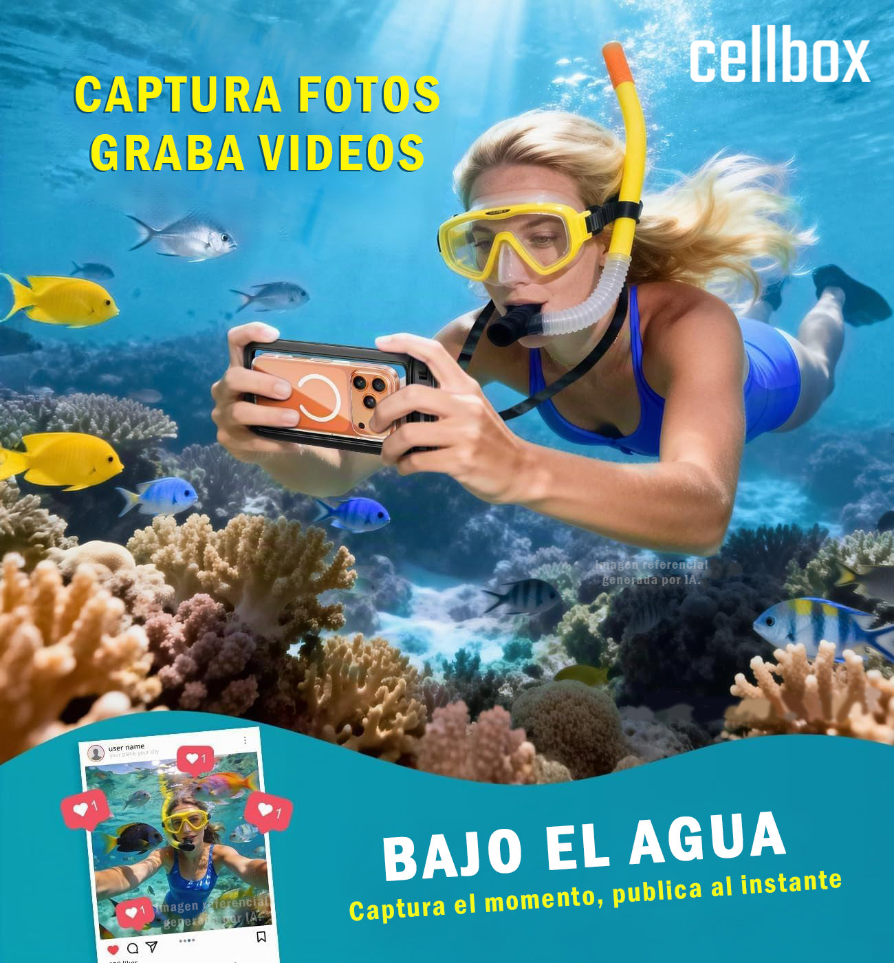 Funda Impermeable Sumergible para Celular IPX8 30 Metros | Cellbox Chile
