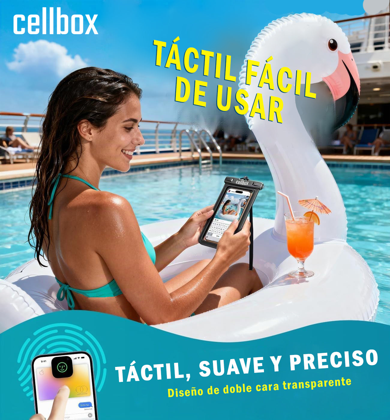 Funda Impermeable Sumergible para Celular IPX8 30 Metros | Cellbox Chile