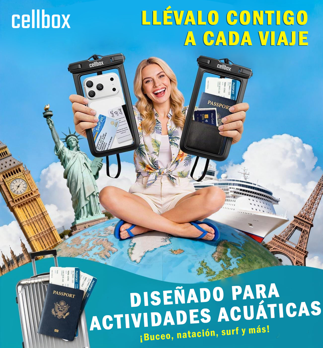 Funda Impermeable Sumergible para Celular IPX8 30 Metros | Cellbox Chile