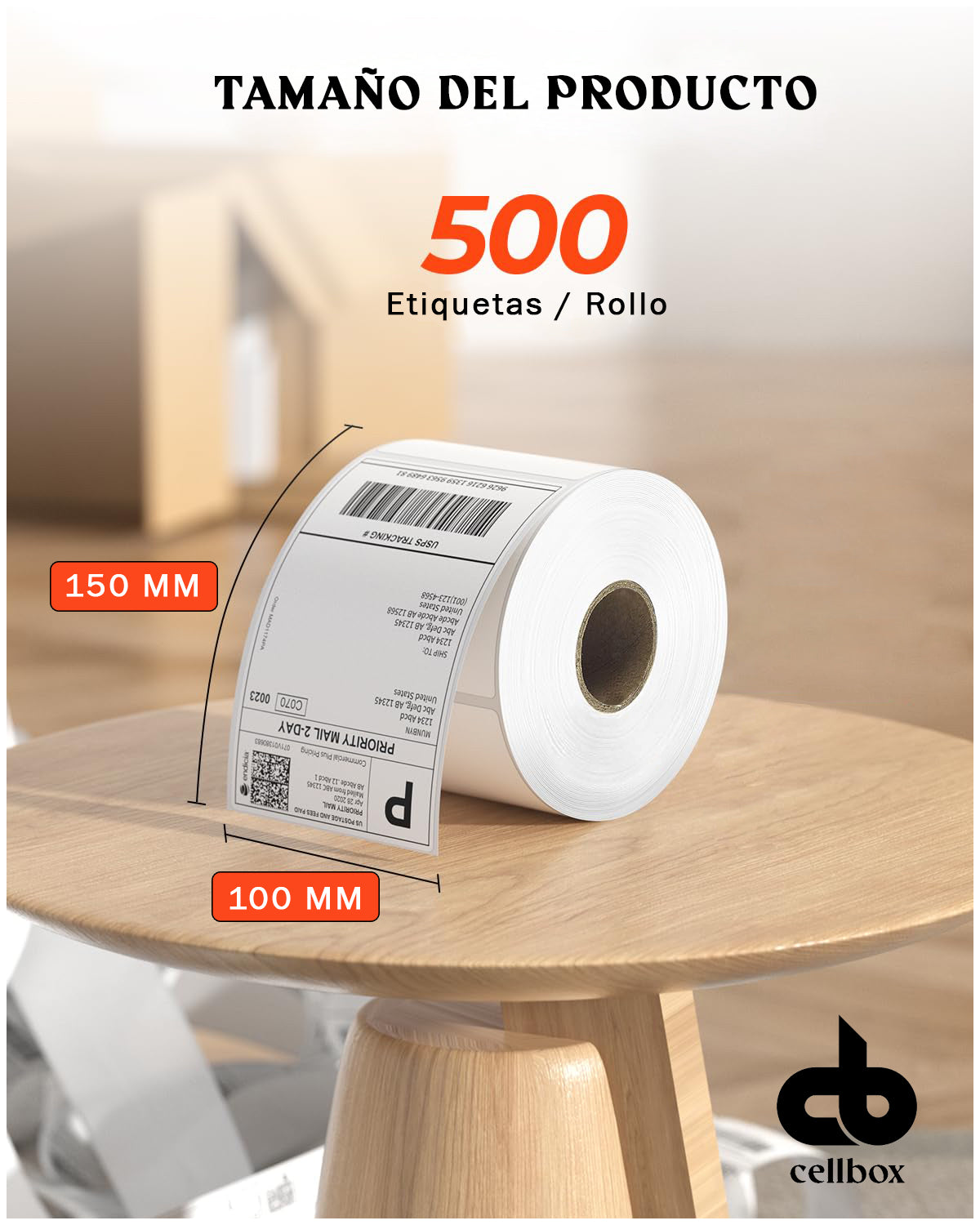 Rollo 500 Etiquetas Adhesivas Térmicas 100x150 mm – Compatible con Impresora Zebra y Otras – Ideal para Envíos y Logística