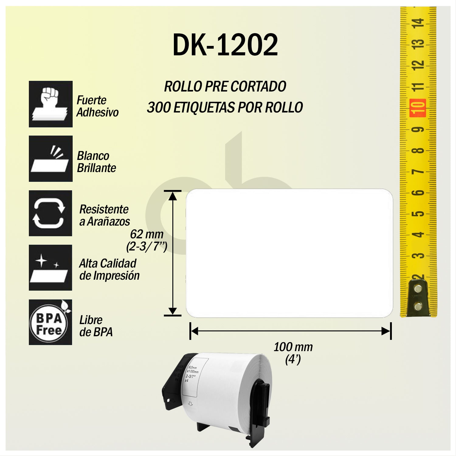 Rollo de Etiquetas DK-1202 - 300 etiquetas Para Impresora Brother