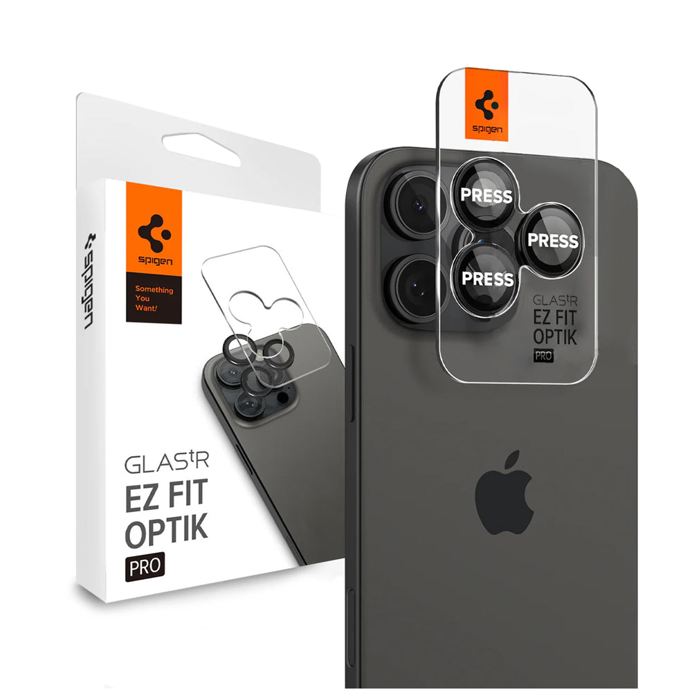 Protector de Lente de Cámara Spigen Optik Pro EZ Fit Para iPhone 16 Pro Max / 16 Pro – Vidrio 9H
