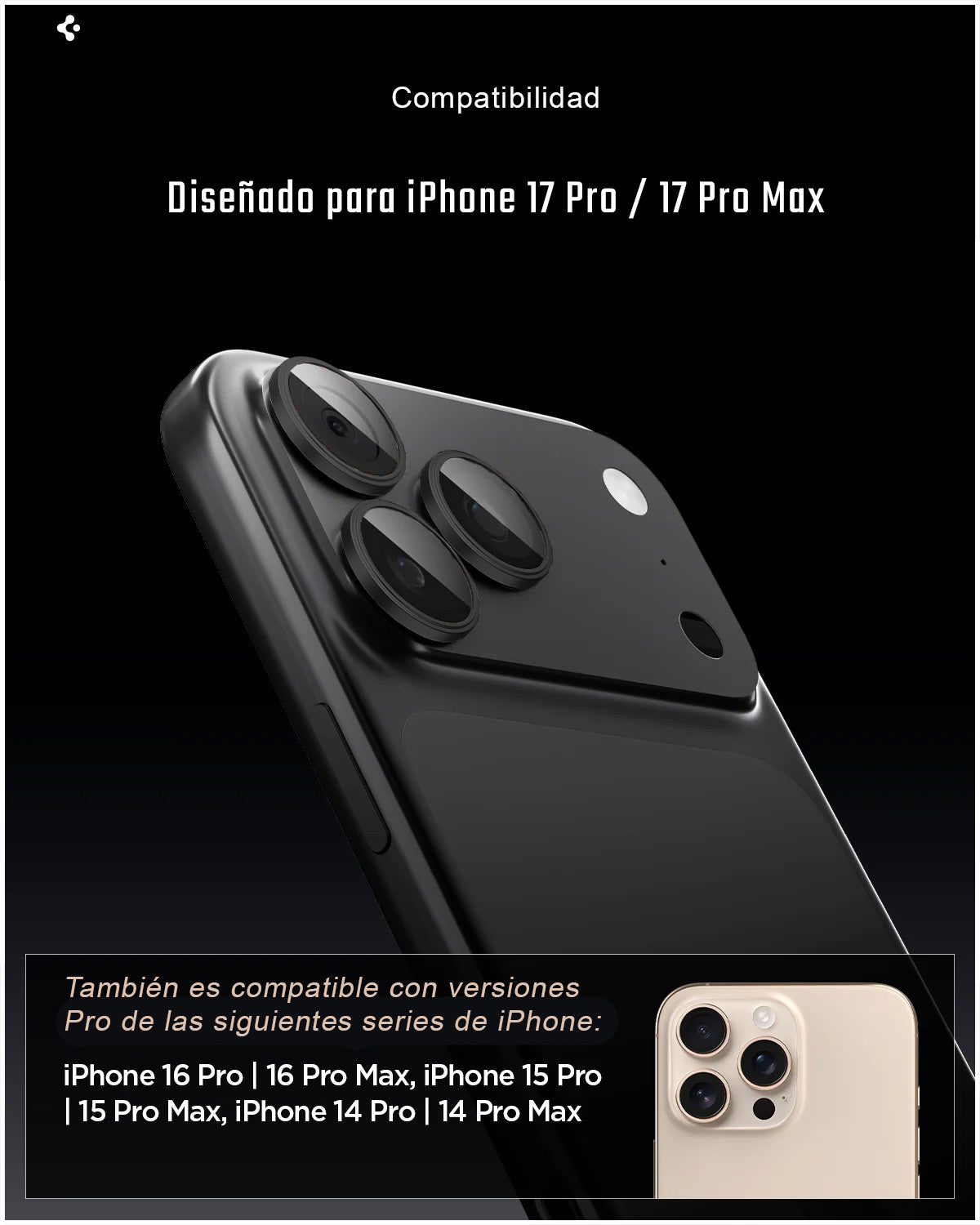 Protector de Lente de Cámara Spigen Optik Pro EZ Fit Para iPhone 17 Pro Max / 17 Pro – Vidrio 9H