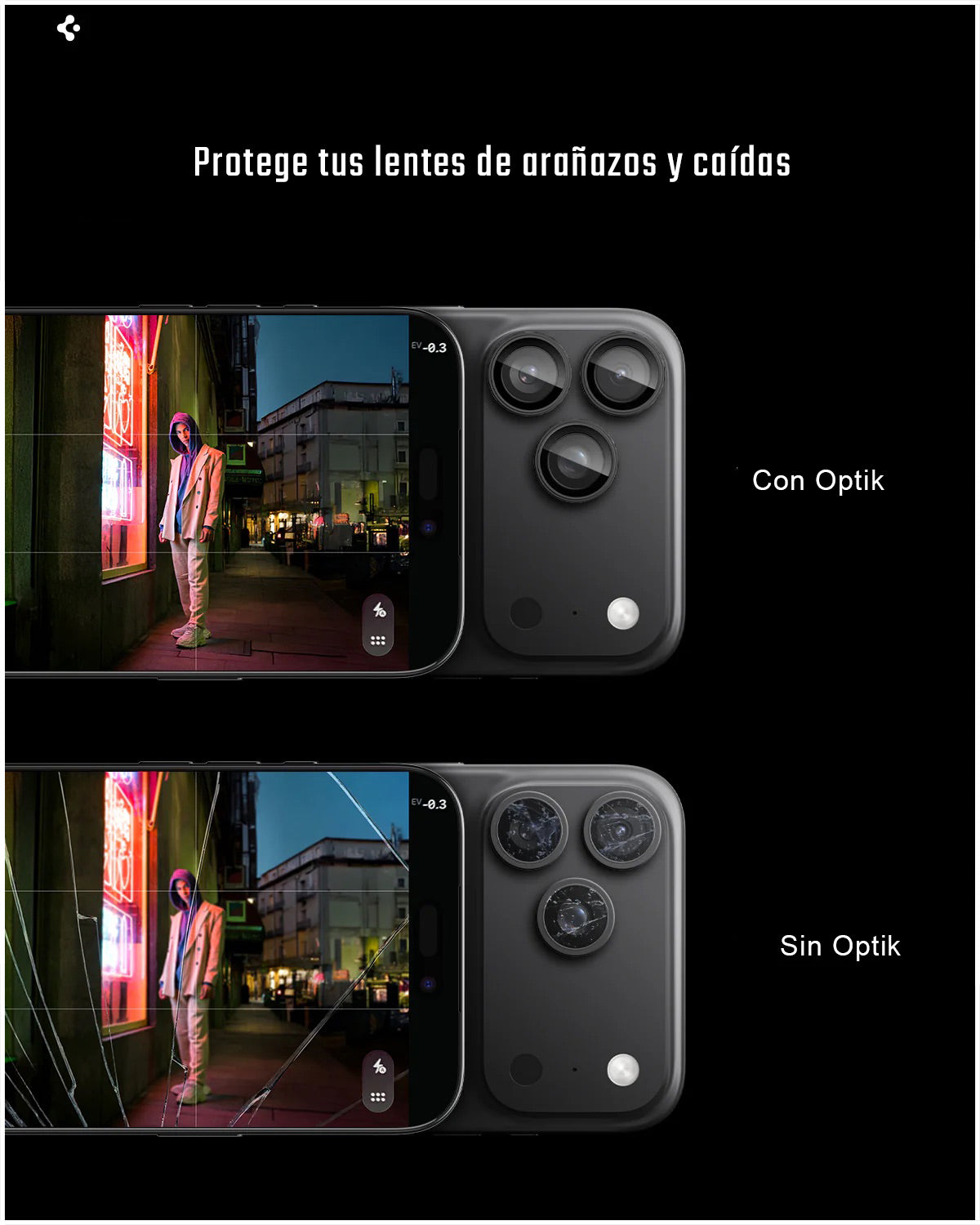 Protector de Lente de Cámara Spigen Optik Pro EZ Fit Para iPhone 17 Pro Max / 17 Pro – Vidrio 9H