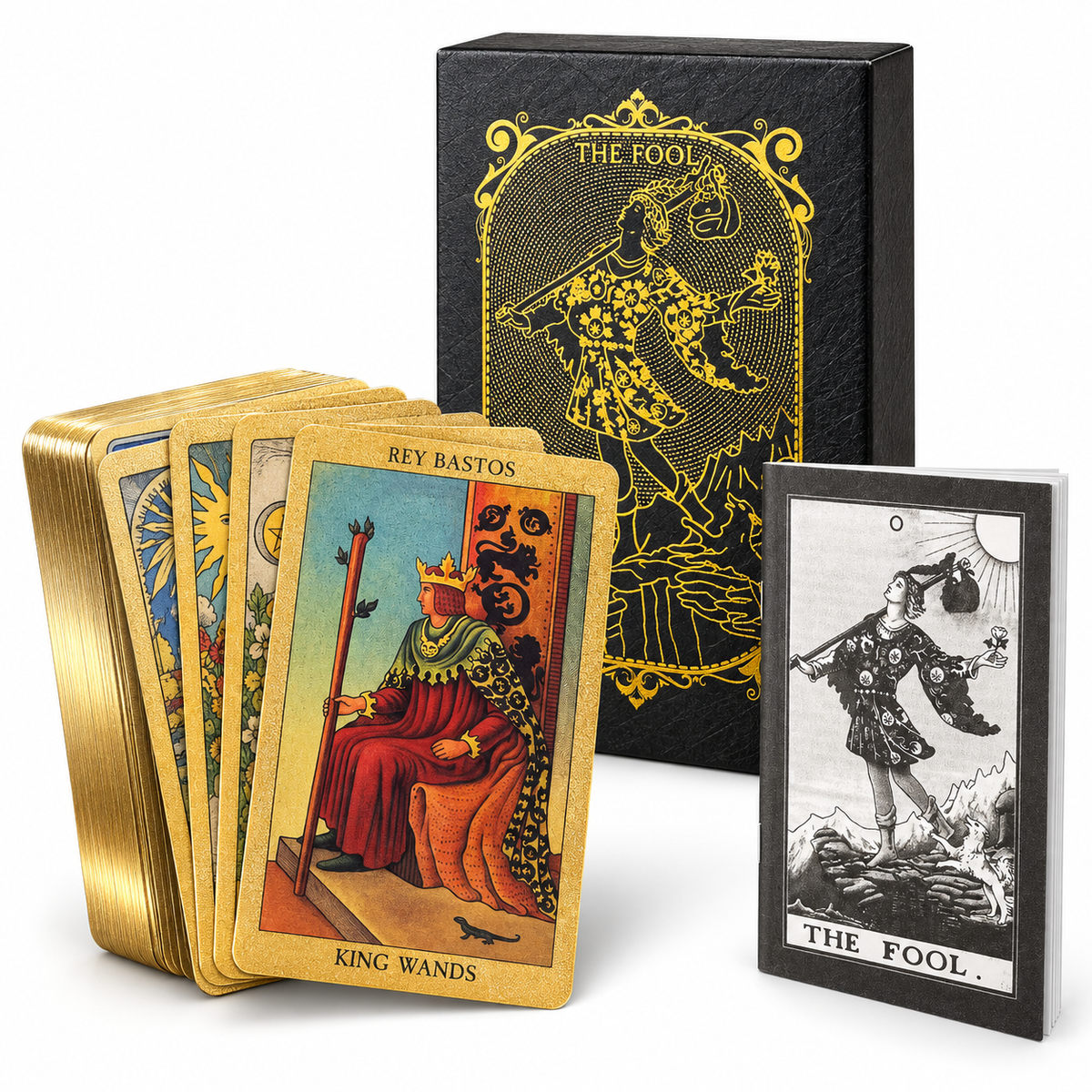 Set de Cartas de Tarot Rider-Waite Bordes Dorados con Caja de Regalo y Guía