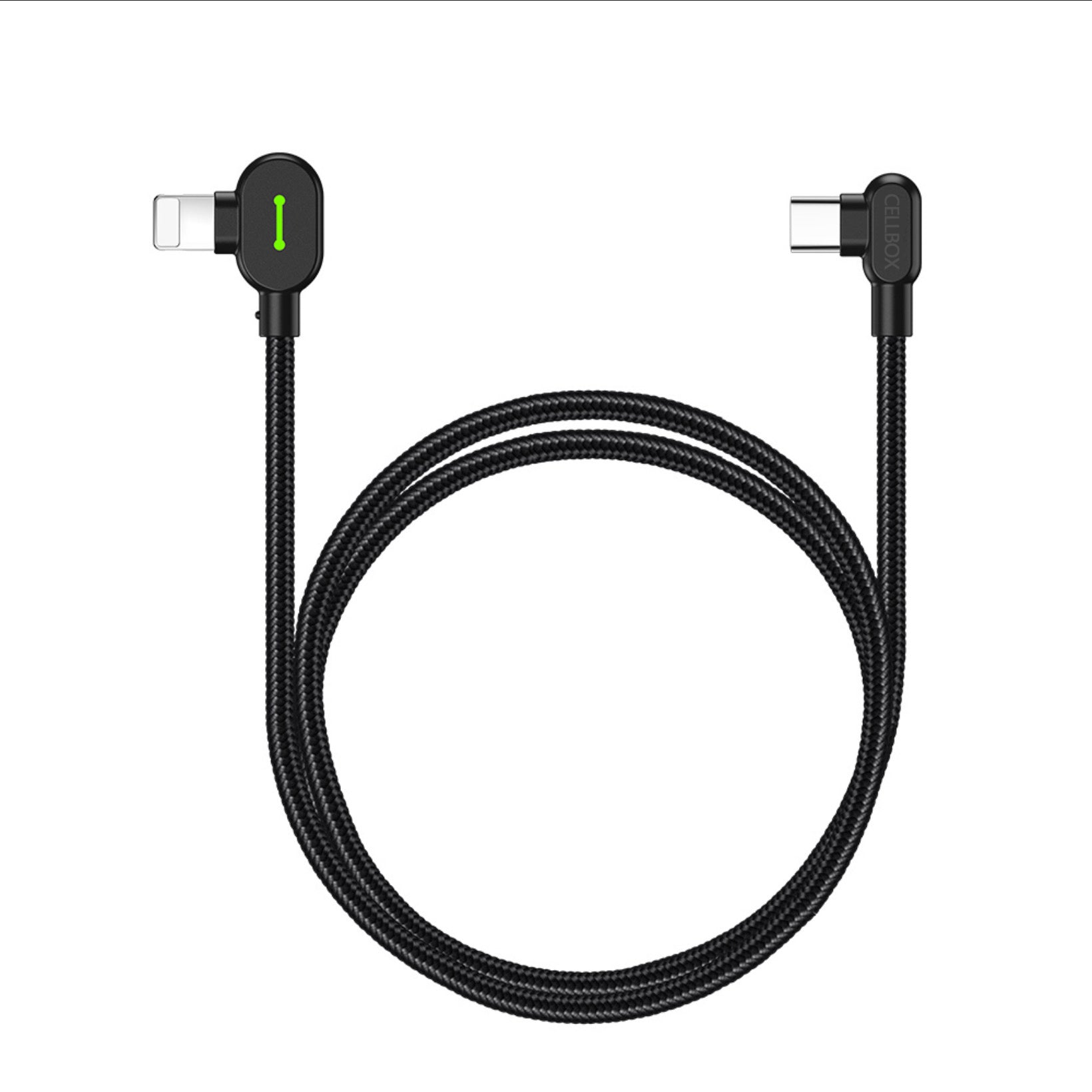Cable Tipo C a Lightning Cellbox 90° – Carga Rápida 36W / 3A y Transferencia de Datos | 1,8 Metros