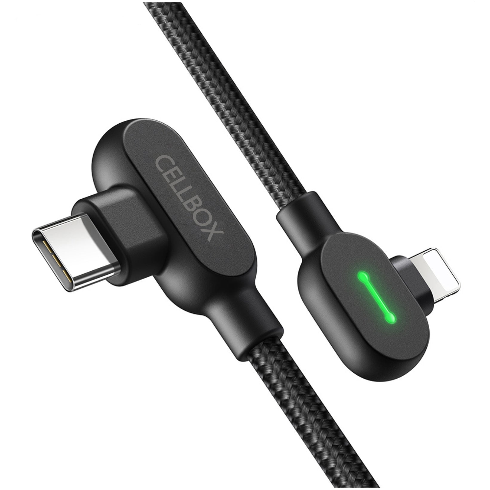 Cable Tipo C a Lightning Cellbox 90° – Carga Rápida 36W / 3A y Transferencia de Datos | 1,8 Metros