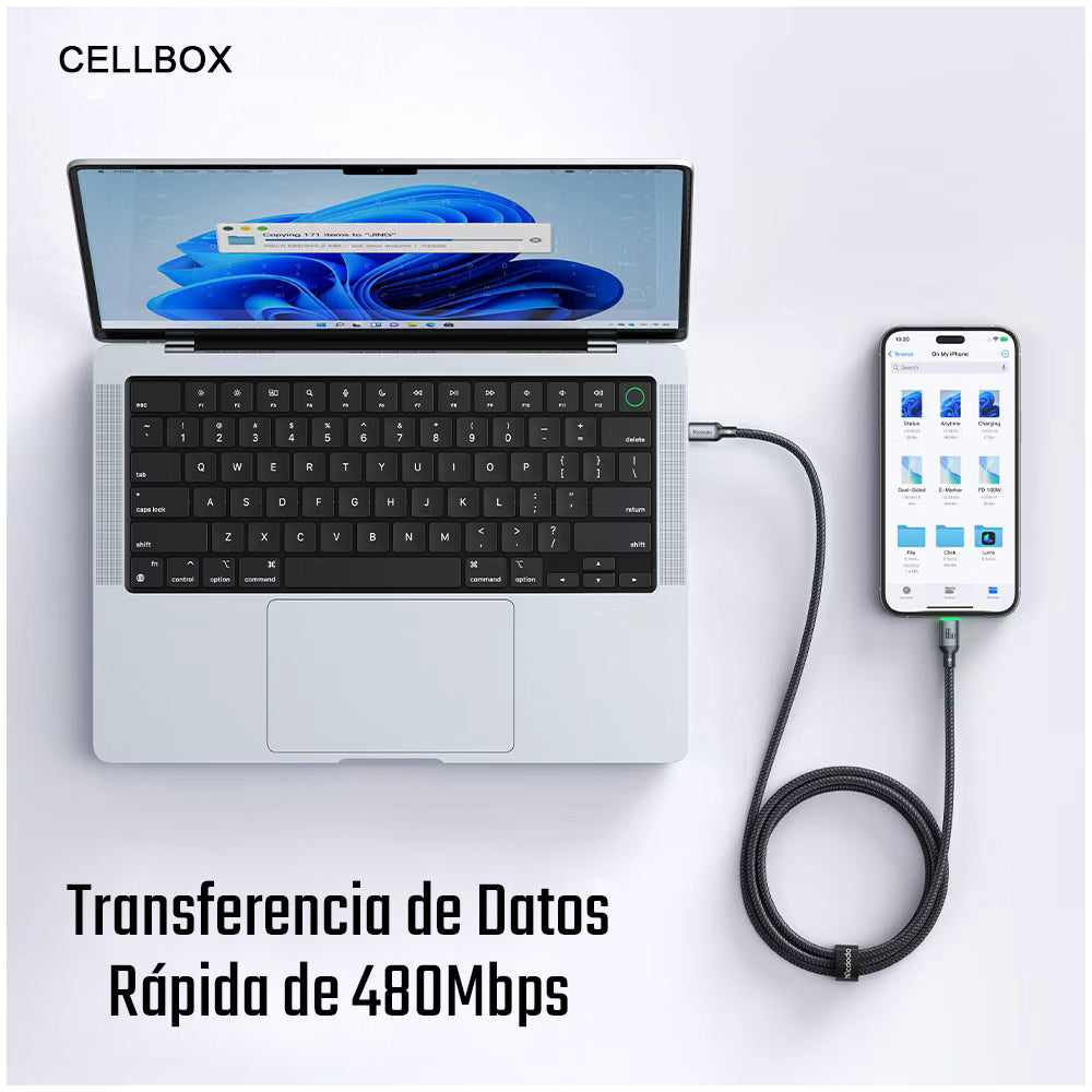 Cable Trenzado USB Tipo C - USB Tipo C - Certificado - 2 Metros / Carga Rápida 60W