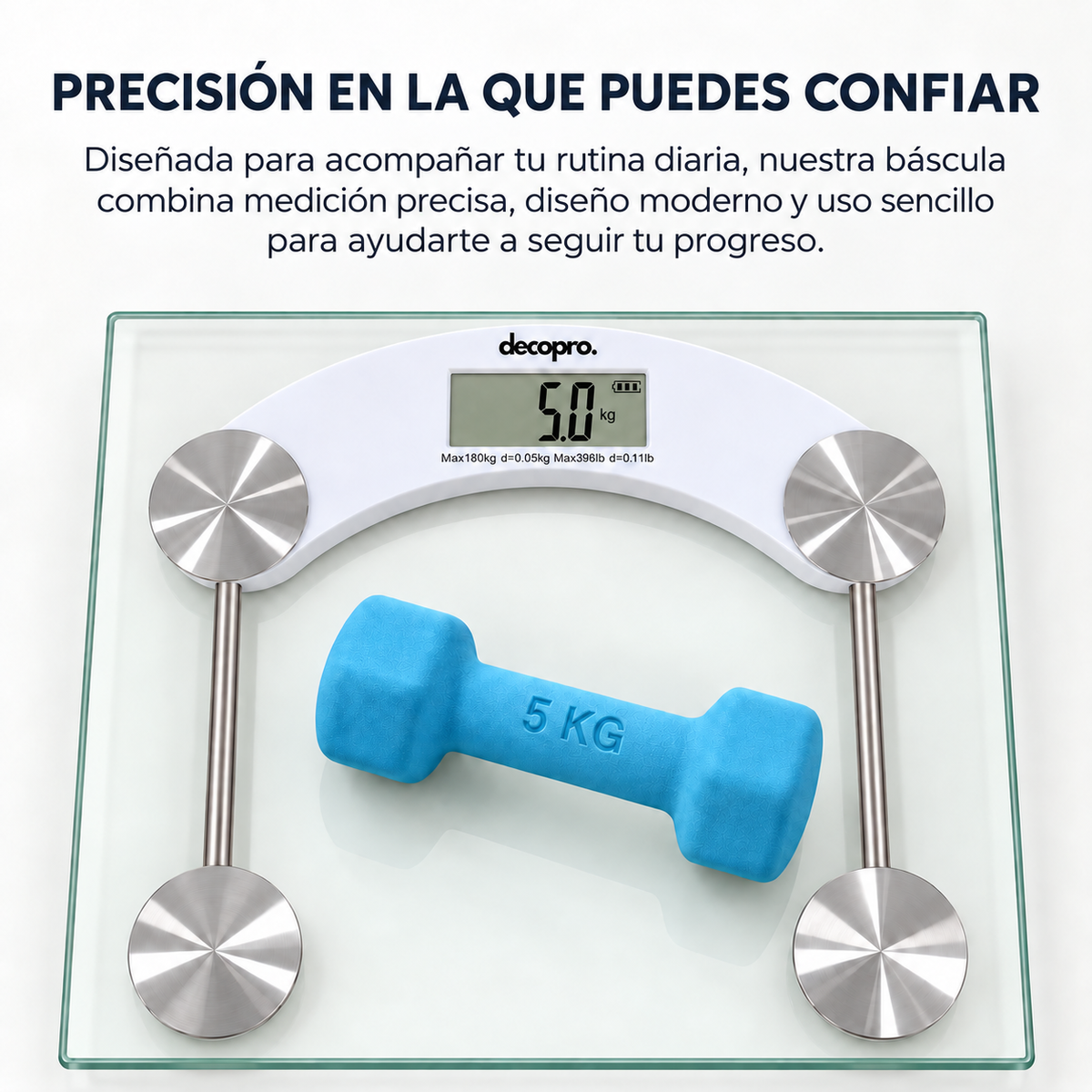 Báscula / Balanza Digital de Baño Decopro de Vidrio Templado - Hasta 180 Kg