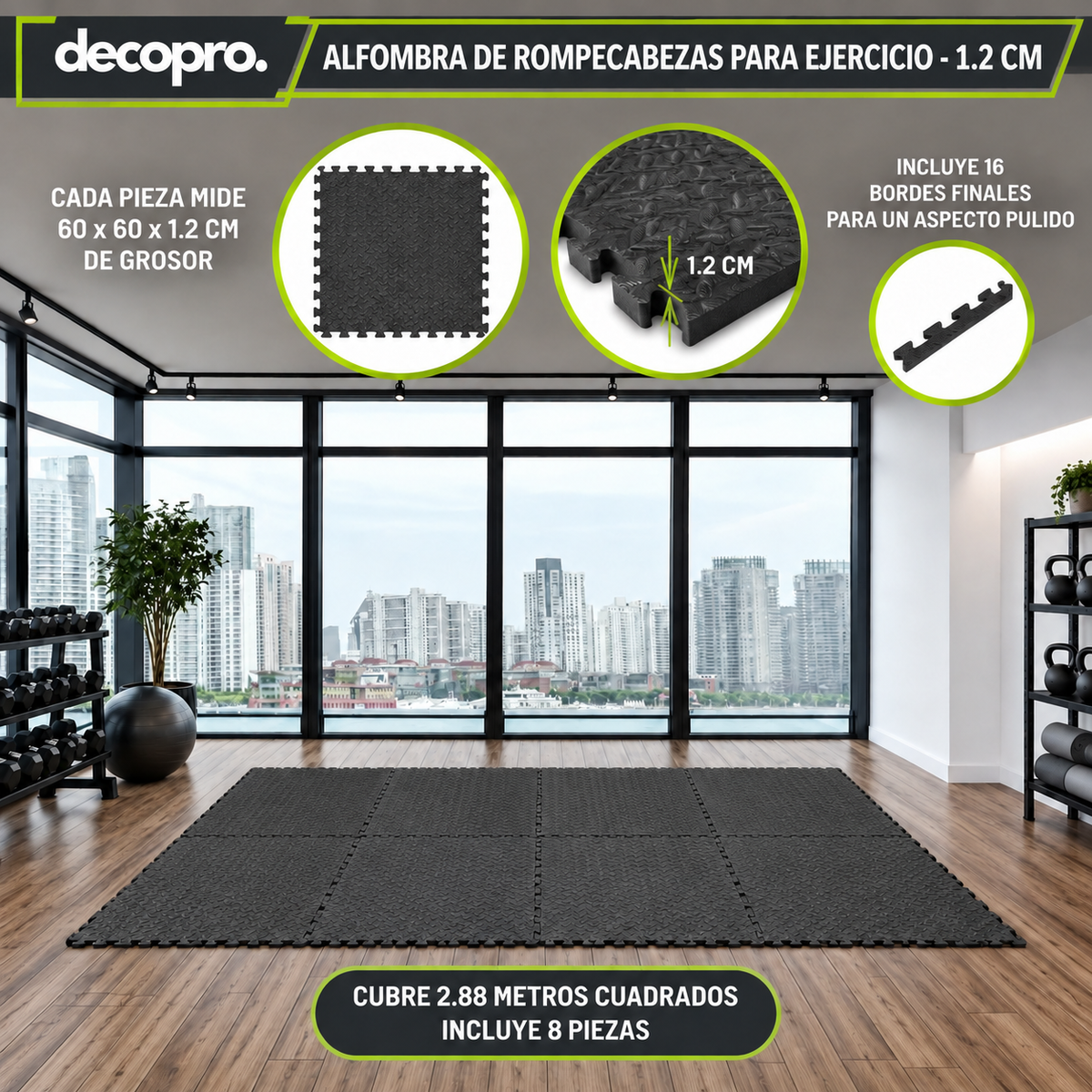 Pack 8 Piezas Piso Puzzle Goma EVA Antideslizante Decopro 60 x 60cm