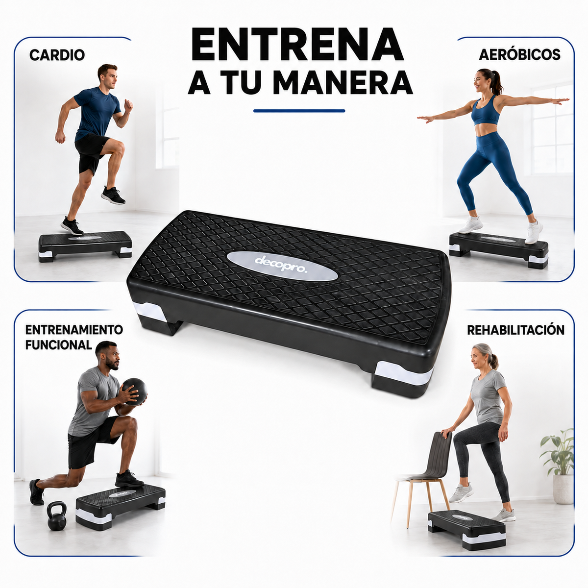 Step Aeróbico Decopro Antideslizante – Plataforma de Ejercicio para Cardio y Fitness