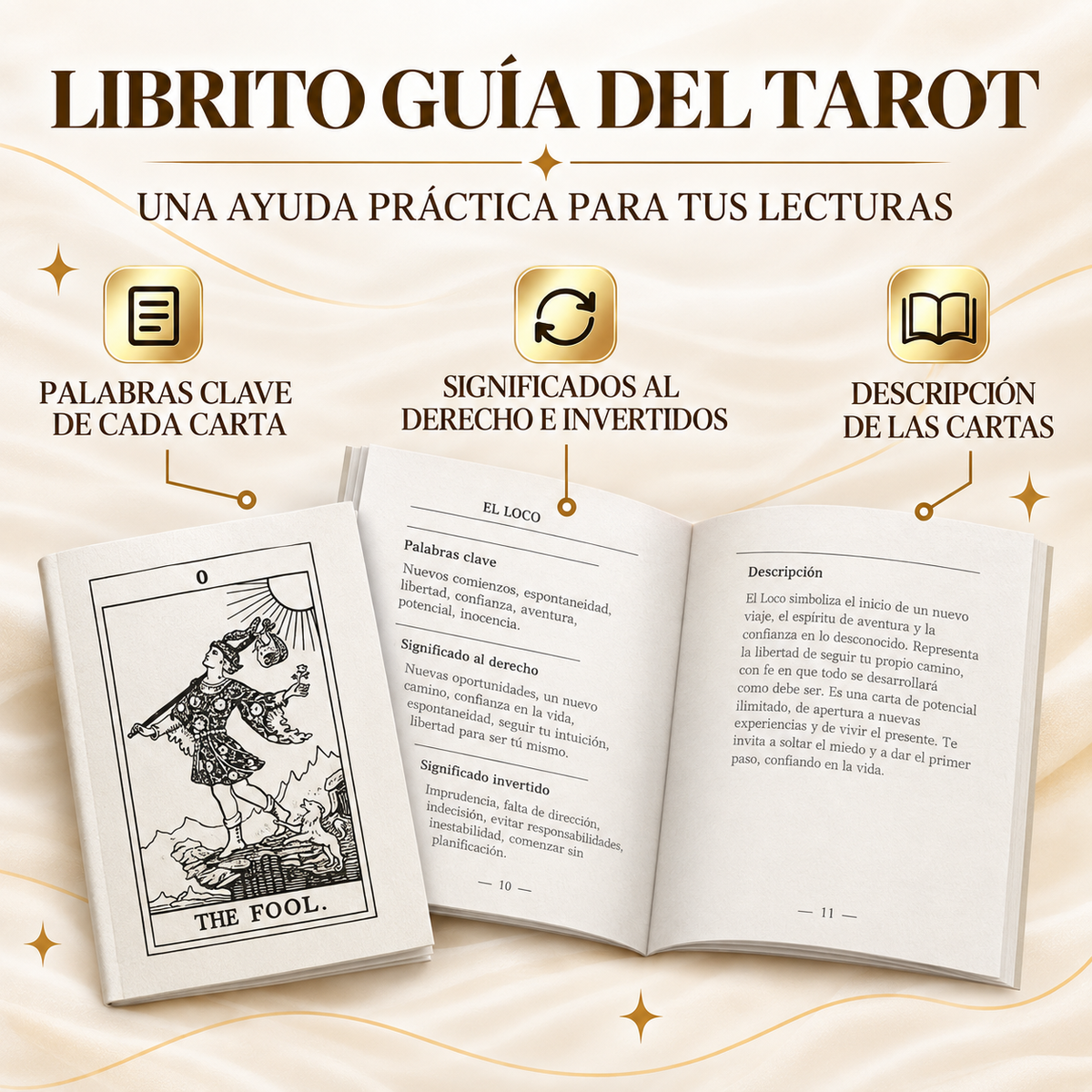 Set de Cartas de Tarot Rider-Waite Bordes Dorados con Caja de Regalo y Guía