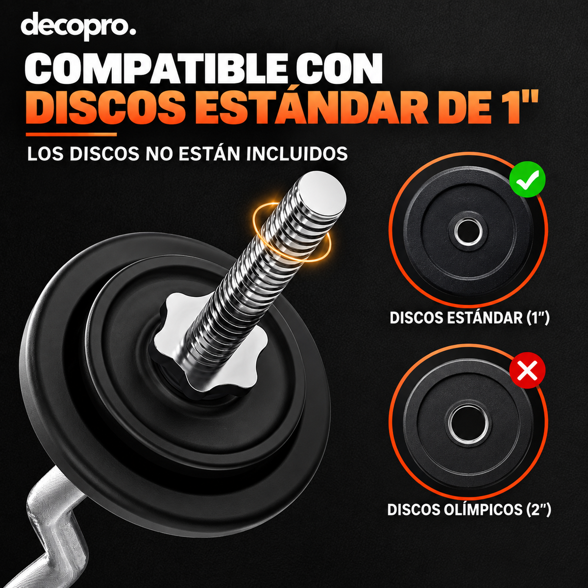 Barra Z Curl 6.2 Kg / 1.2 Mts para Bíceps y Press Francés / Decopro