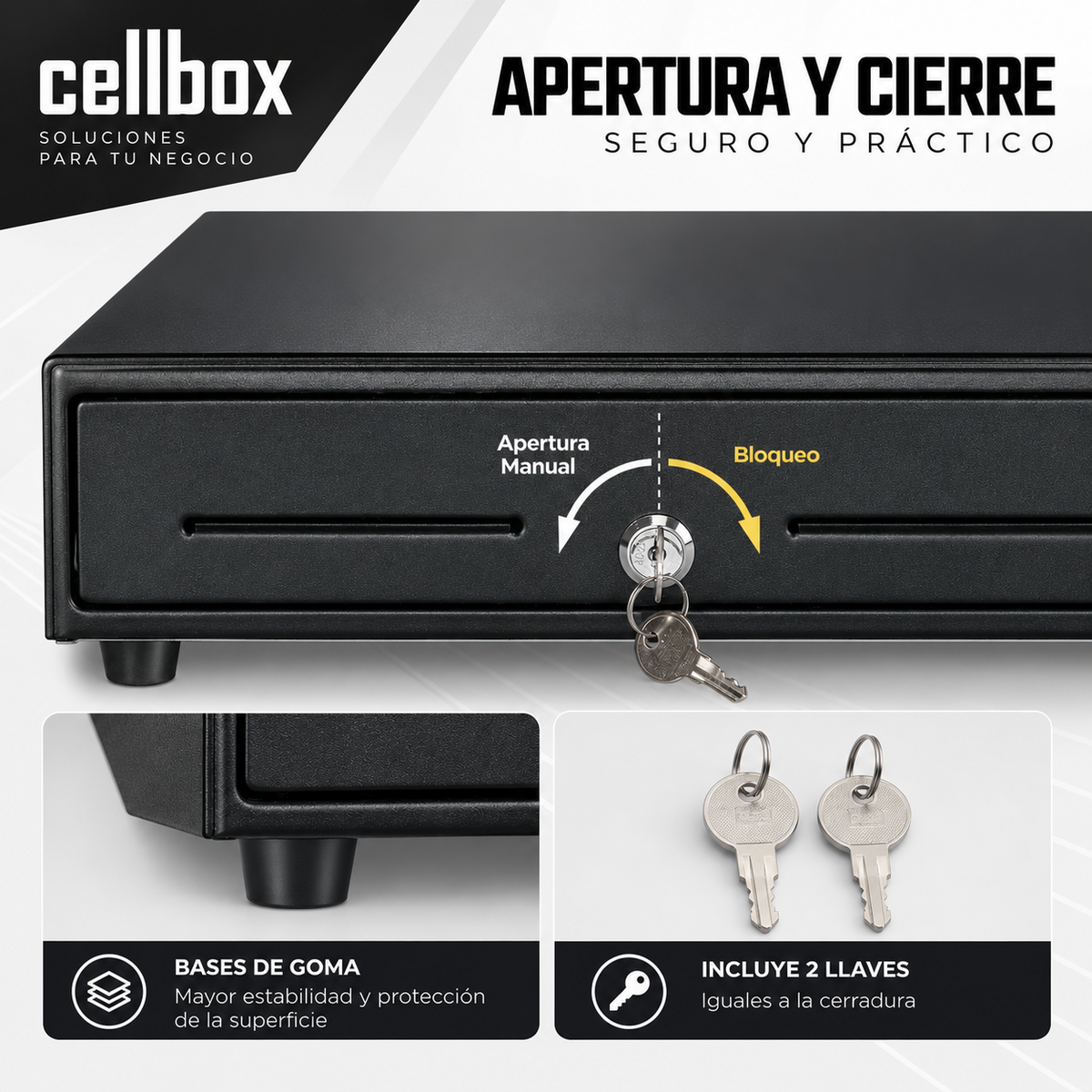 Cerradura de seguridad con 2 llaves de la caja gaveta dinero metálica