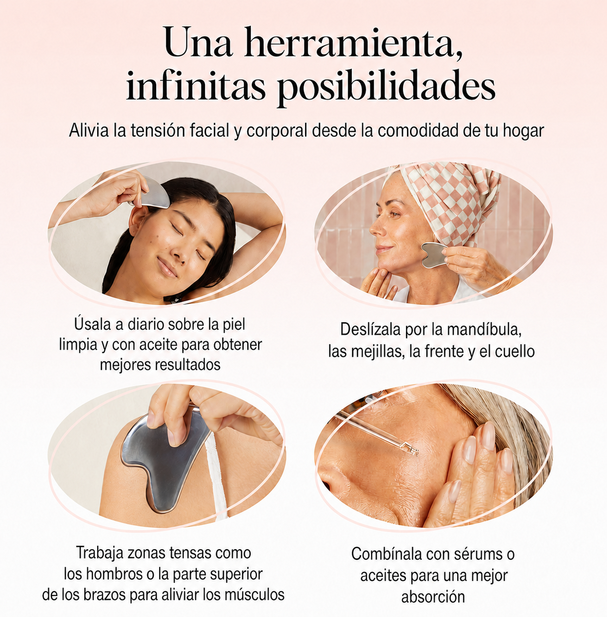 Gua Sha Masajeador Facial Drenaje Linfático + Funda / Decopro