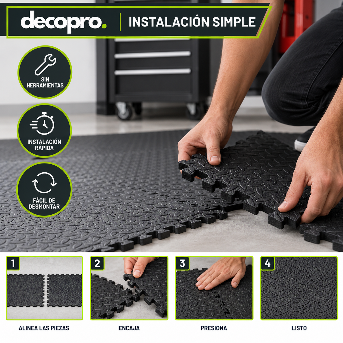 Pack 8 Piezas Piso Puzzle Goma EVA Antideslizante Decopro 60 x 60cm