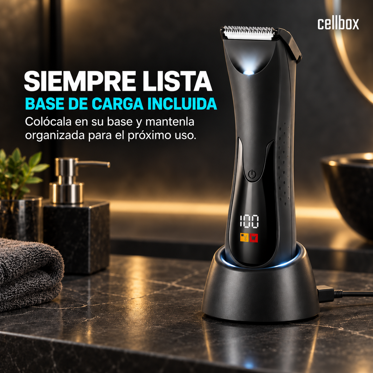 Depiladora Corporal Cellbox — Cuchilla Cerámica, Luz LED y Resistente al Agua IPX5