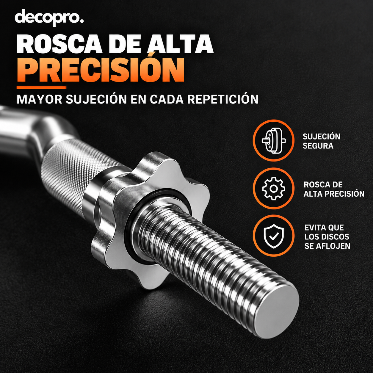 Barra Z Curl 6.2 Kg / 1.2 Mts para Bíceps y Press Francés / Decopro