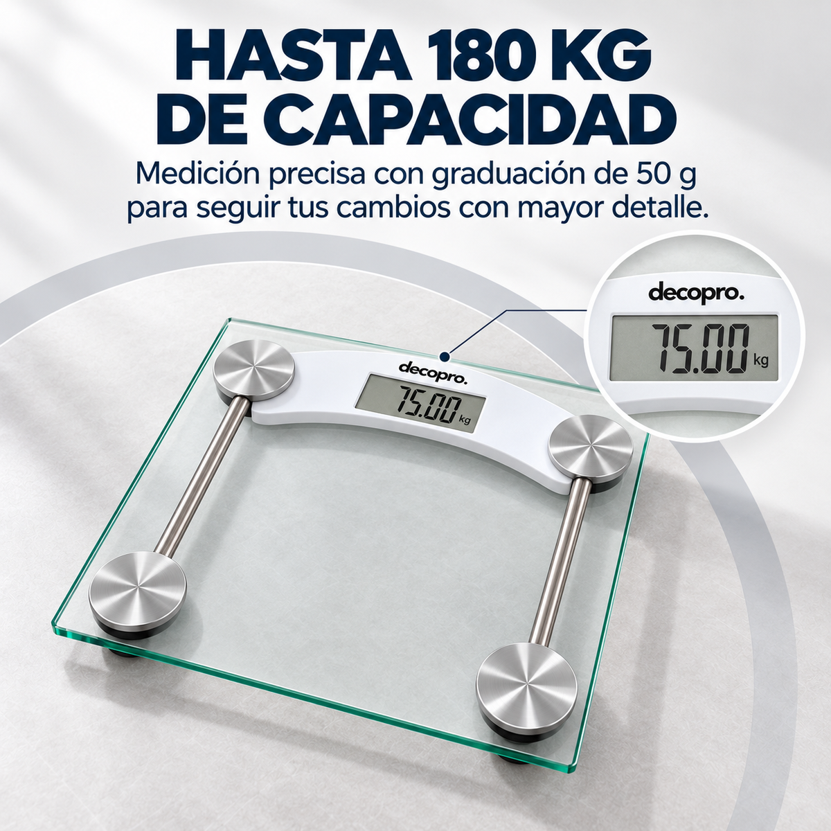 Báscula / Balanza Digital de Baño Decopro de Vidrio Templado - Hasta 180 Kg