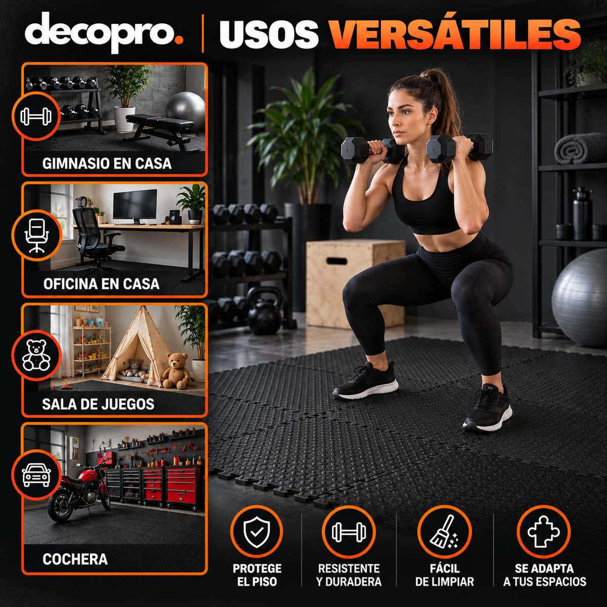 Pack 8 Piezas Piso Puzzle Goma EVA Antideslizante Decopro 60 x 60cm