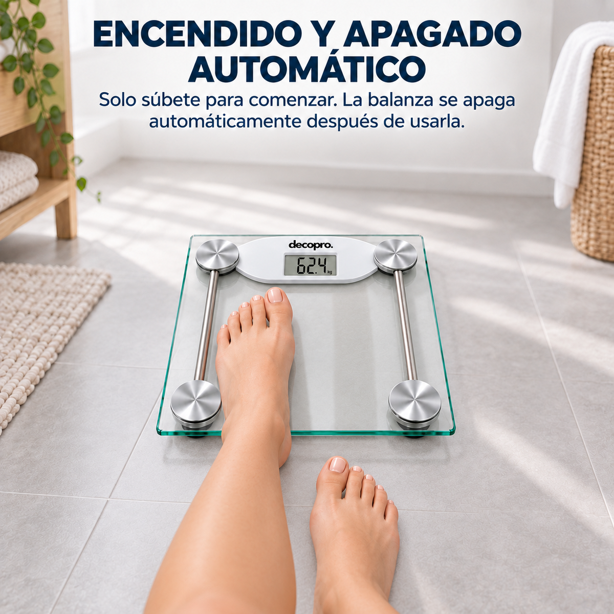 Báscula / Balanza Digital de Baño Decopro de Vidrio Templado - Hasta 180 Kg