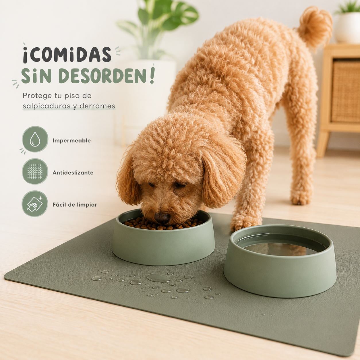 Alfombra Comedero Para Mascotas Gatos y Perro / 33x50cm