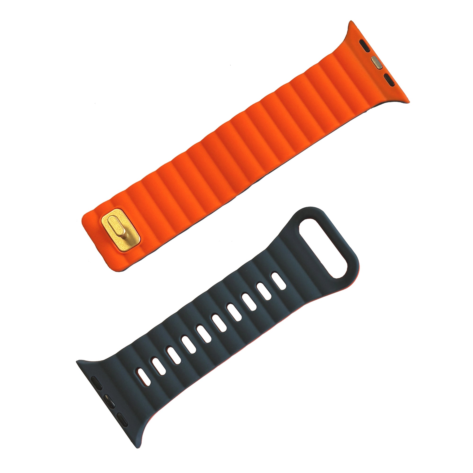 Correa / Pulsera Silicona Duo Para Apple Watch 42 / 44 / 45 / 46 & Ultra 49 MM - Color Azul / Naranja